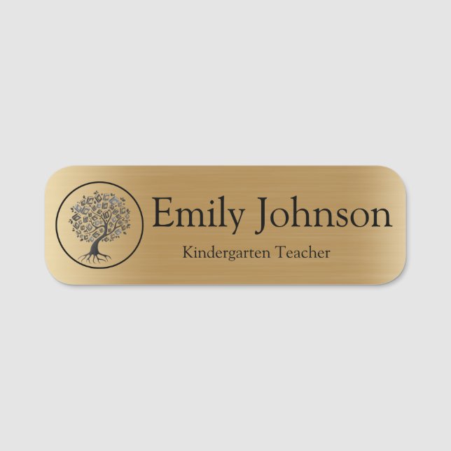 Gold Kindergarten Teacher Name | Custom Teacher Namnbricka (Framsida)
