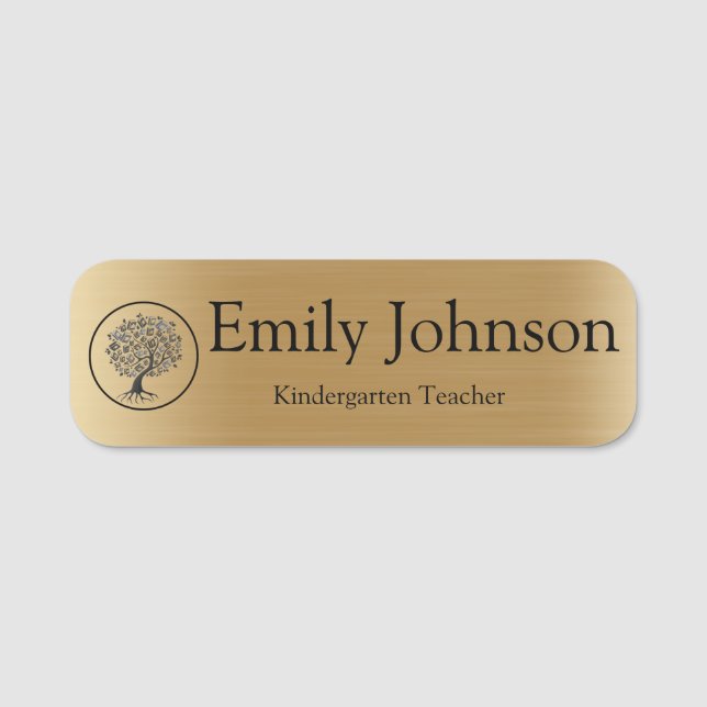 Gold Kindergarten Teacher Name | Custom Teacher Namnbricka (Framsida)