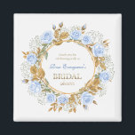 Gold-Kissed Blue Rose Bridal Shower Thank you Magnet<br><div class="desc">A graceful thank you keepsake adorned with soft watercolor dusty blue roses and delicate sprigs of baby’s breath,  
adding a dreamy,  romantic touch to any bridal shower display.</div>