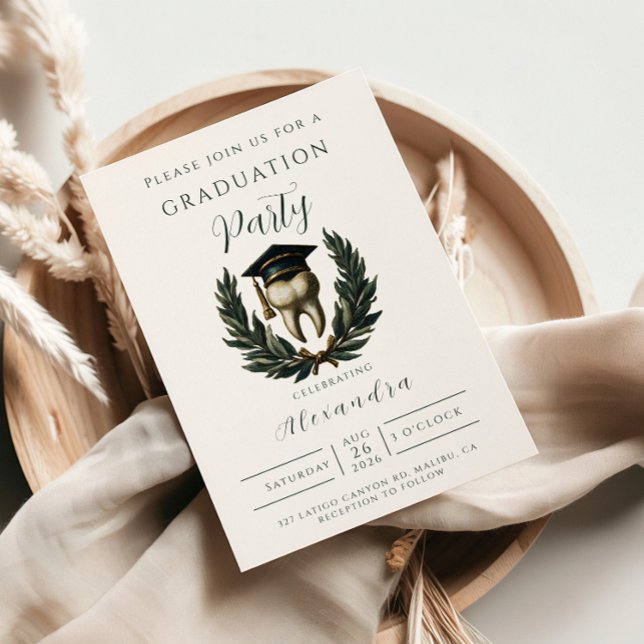 Gold Laurel Tooth Graduation Party Inbjudningar (Skapare uppladdad)