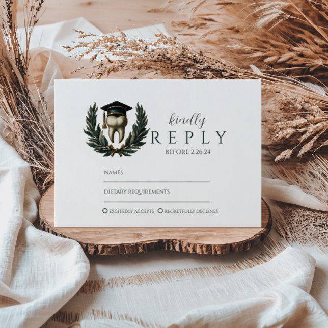 Gold Laurel Tooth Graduation Party OSA Kort (Skapare uppladdad)