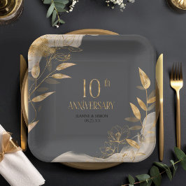 Gold Leaf Floral 10th Anniversary ID1169
