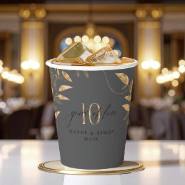 Gold Leaf Floral 10th Anniversary ID1169