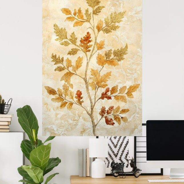 gold leaves blended with warmer tones poster (Hemmakontoret)