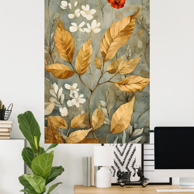 gold leaves blended with warmer tones poster (Hemmakontoret)