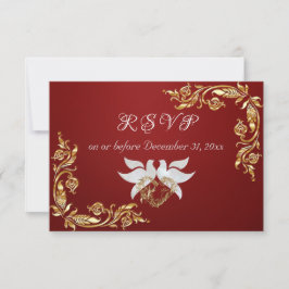 Gold Leaves Frame on Ruby Red OSA Kort