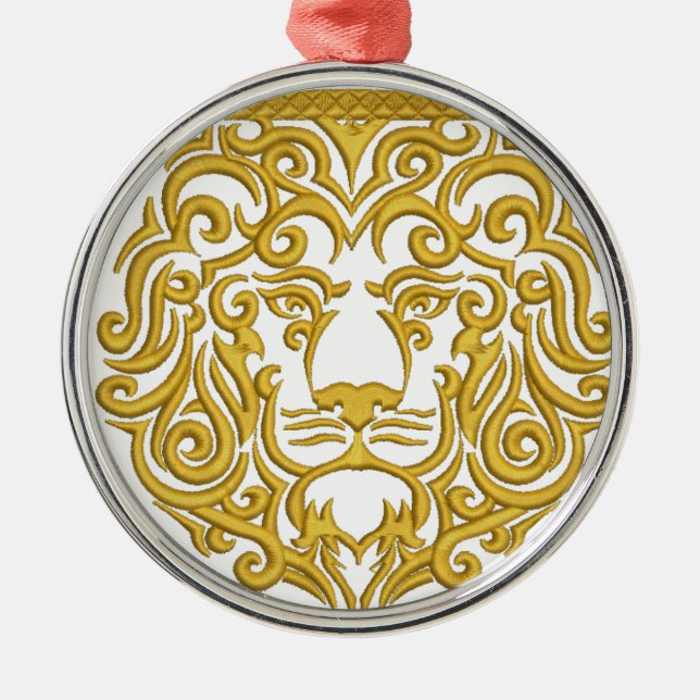 Gold lejon i krona julgransprydnad metall (Framsidan)
