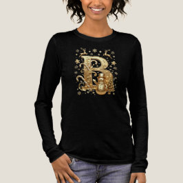 Gold Letter B Luxury Snowman Women Tri-blend LS T Shirt