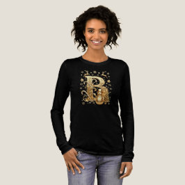 Gold Letter B Luxury Snowman Women Tri-blend LS T Shirt