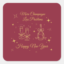 Gold Line Art New Year Design Fyrkantigt Klistermärke