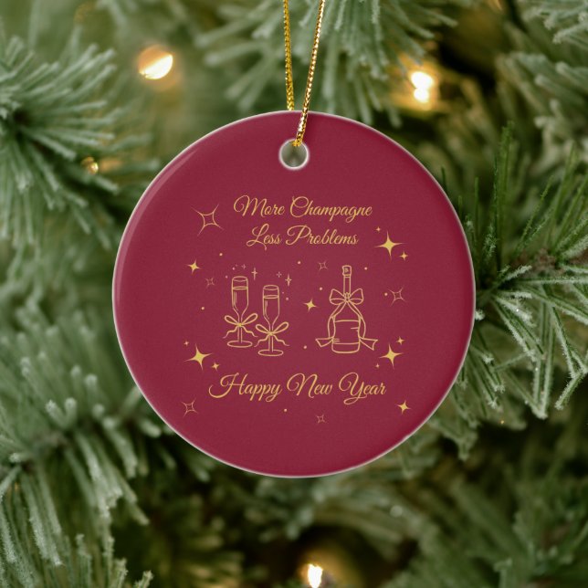 Gold Line Art New Year Design Julgransprydnad Keramik (Träd)