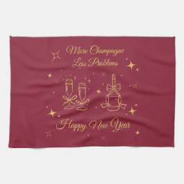 Gold Line Art New Year Design Kökshandduk