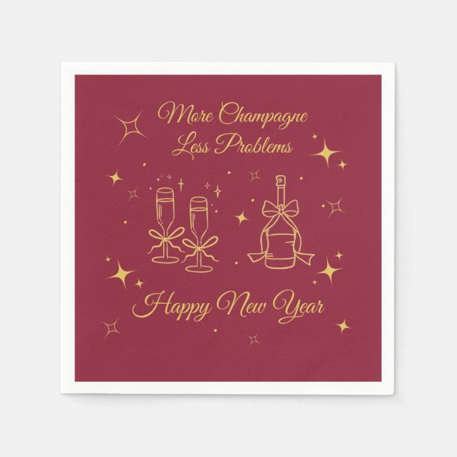 Gold Line Art New Year Design Pappersservett (Framsidan)