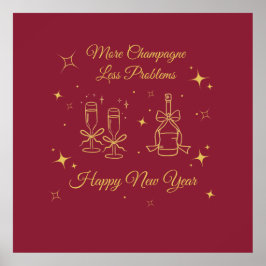 Gold Line Art New Year Design Poster
