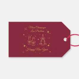 Gold Line Art New Year Design Presentetikett