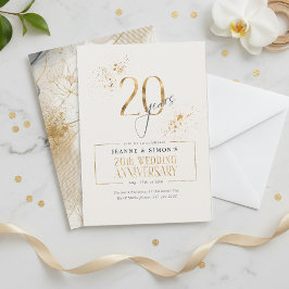 Gold Line Floral 20-årsjubileum ID1169 Inbjudningar