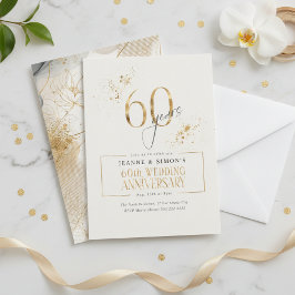 Gold Line Floral 60-årsjubileum ID1169 Inbjudningar