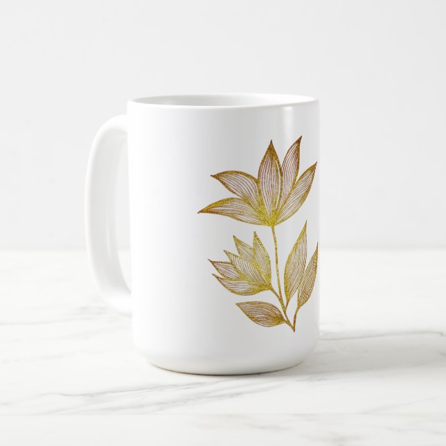 Gold Line Floral Coffee Mug Kaffemugg (Framsida vänster)