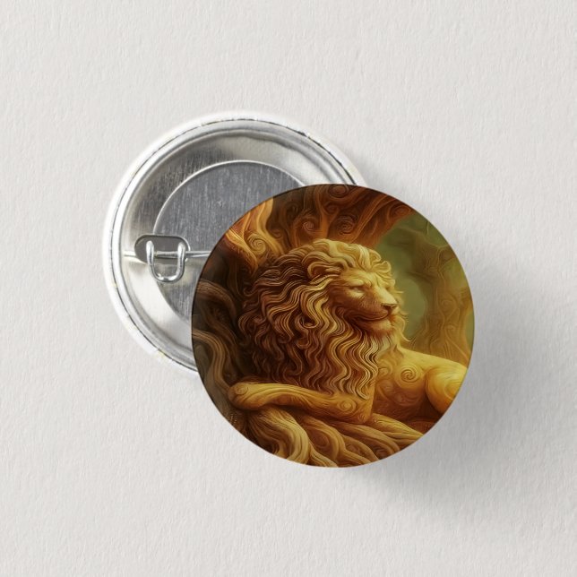 Gold Lion Button Knapp (Framsida & baksida)
