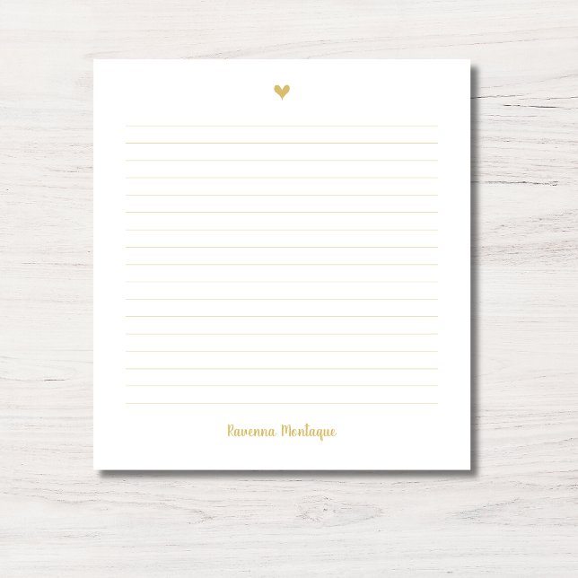 Gold Little Heart Handwritten Name Lined Anteckningsblock (Skapare uppladdad)