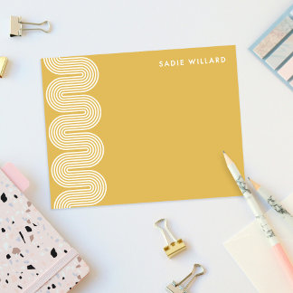 Gold Lombard Wavy Lines Modern Stationery Card Anteckningskort