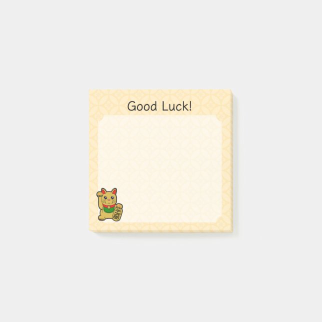 Gold Lucky Cat- Good Luck Post-it Block (Framsida)