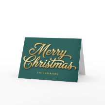 Gold Luxe Retro Script Merry Christmas