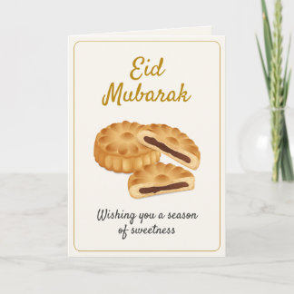 Gold Maamoul Pastry & Dates Sweet Eid Mubarak Kort