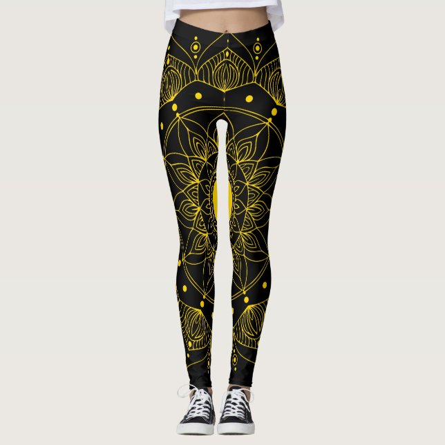 Gold Mandala, LineArt Leggings (Framsida)