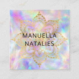 Gold Mandala Lotus Pastel Gradient yoga instructor Fyrkantigt Visitkort