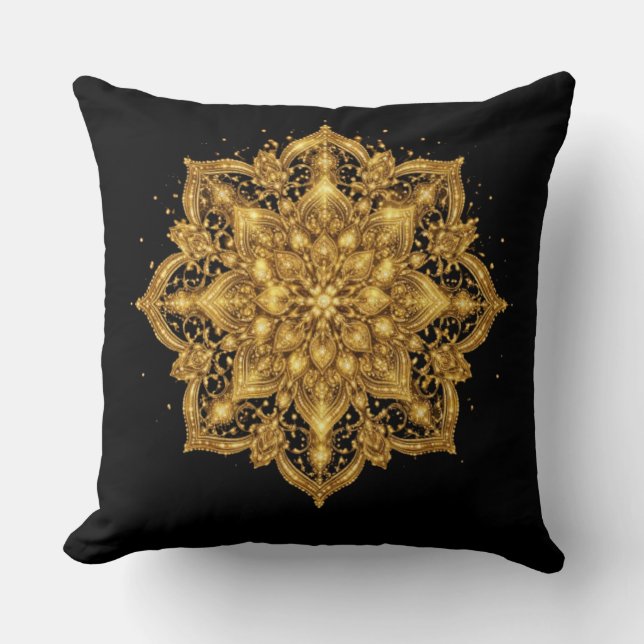 Gold Mandala Pillow Luxury Decorative Throw  Kudde (Framsida)