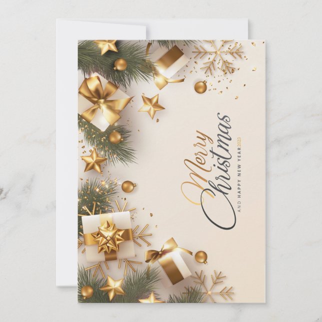 Gold merry Christmas card  Julkort (Framsida)