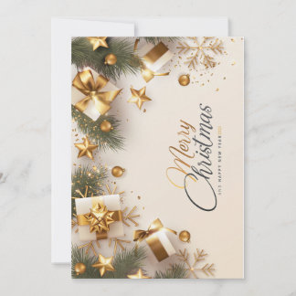 Gold merry Christmas card  Julkort