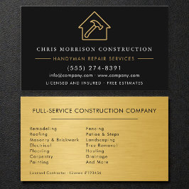 Gold Metal Handyman Construction Black  Visitkort