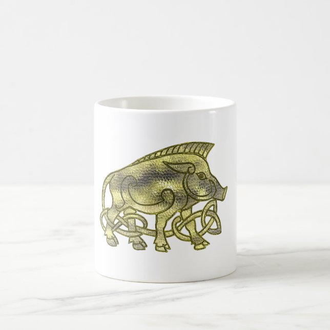 Gold Metallic Celtlic  Hog or Boar Mug Kaffemugg (Center)