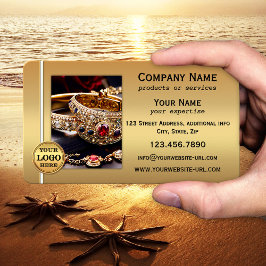 Gold Metallic QR Code and Photo Professional Visitkort