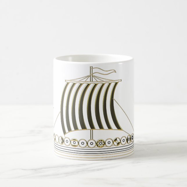 Gold Metallic Viking Longboat Mug Kaffemugg (Center)
