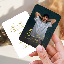 Gold Mini Modern Script Photo Graduation Tilläggskort