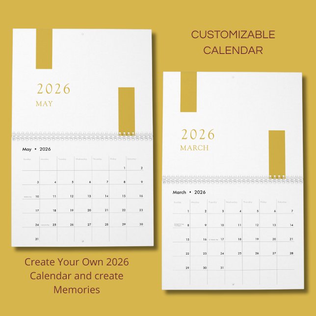 Gold Minimalist Modern 2026 Wall Calendar Kalender (Skapare uppladdad)