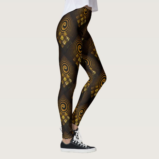 Gold Modern Boho Elegant Abstract Art Pattern #502 Leggings (Höger)