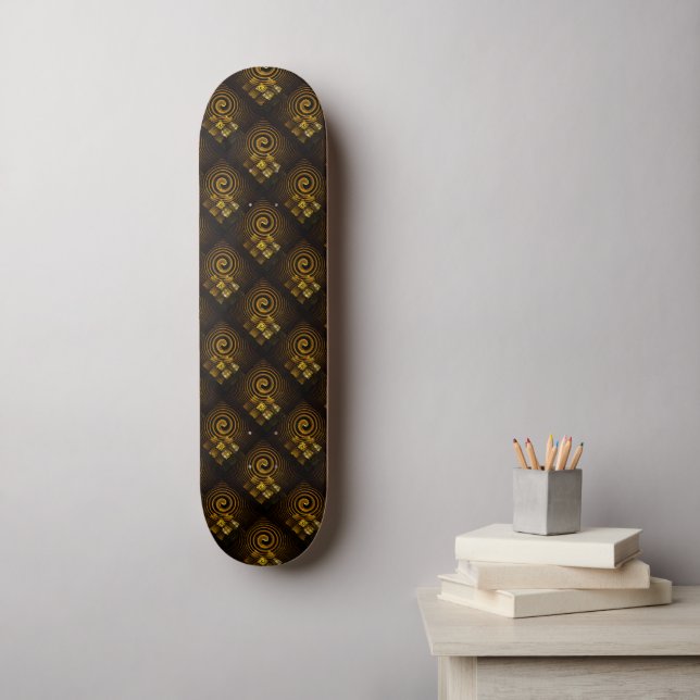 Gold Modern Boho Elegant Abstract Art Pattern #502 Mini Skateboard Bräda 18,5 Cm (Väggkonst)