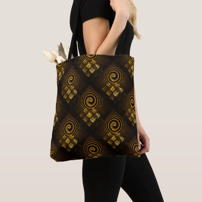 Gold Modern Boho Elegant Abstract Art Pattern #502 Tygkasse (Närbild)