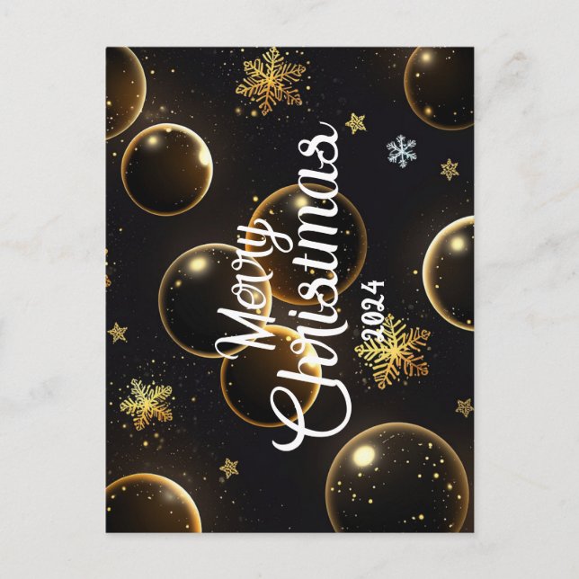 Gold modern Christmas - Cartes Fêtes Annuelles  Helg Vykort (Framsida)