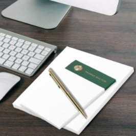 Gold Monogram Emerald Green Leather Look Elegant Post-it Block