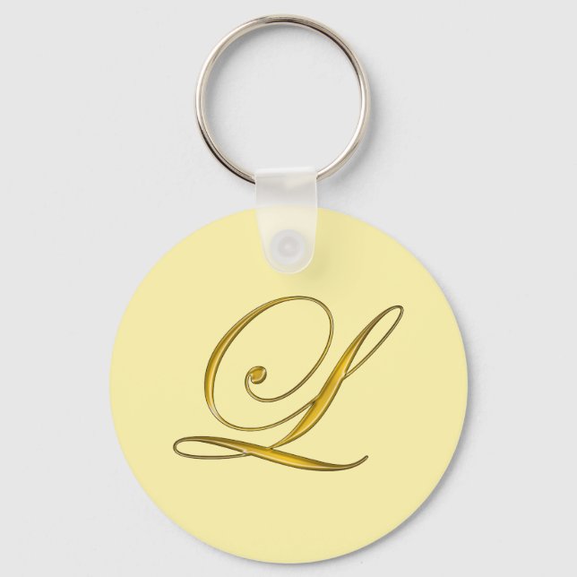 Gold Monogram L Customized Nyckelring (Framsida)