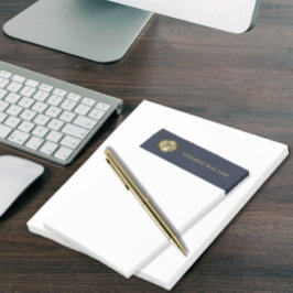 Gold Monogram Navy Blue Leather Look Elegant Post-it Block