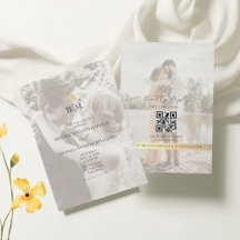Gold Monogram Photo QR Code Wedding
