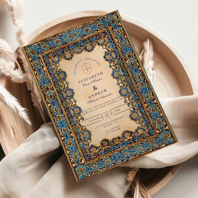 Gold Mosaic Islamic Wedding Inbjudningar (Skapare uppladdad)