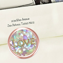 Gold Mother of Pearl Envelope Seal Love Runt Klistermärke