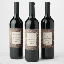 Gold mousserande glitter vinflaska etikett